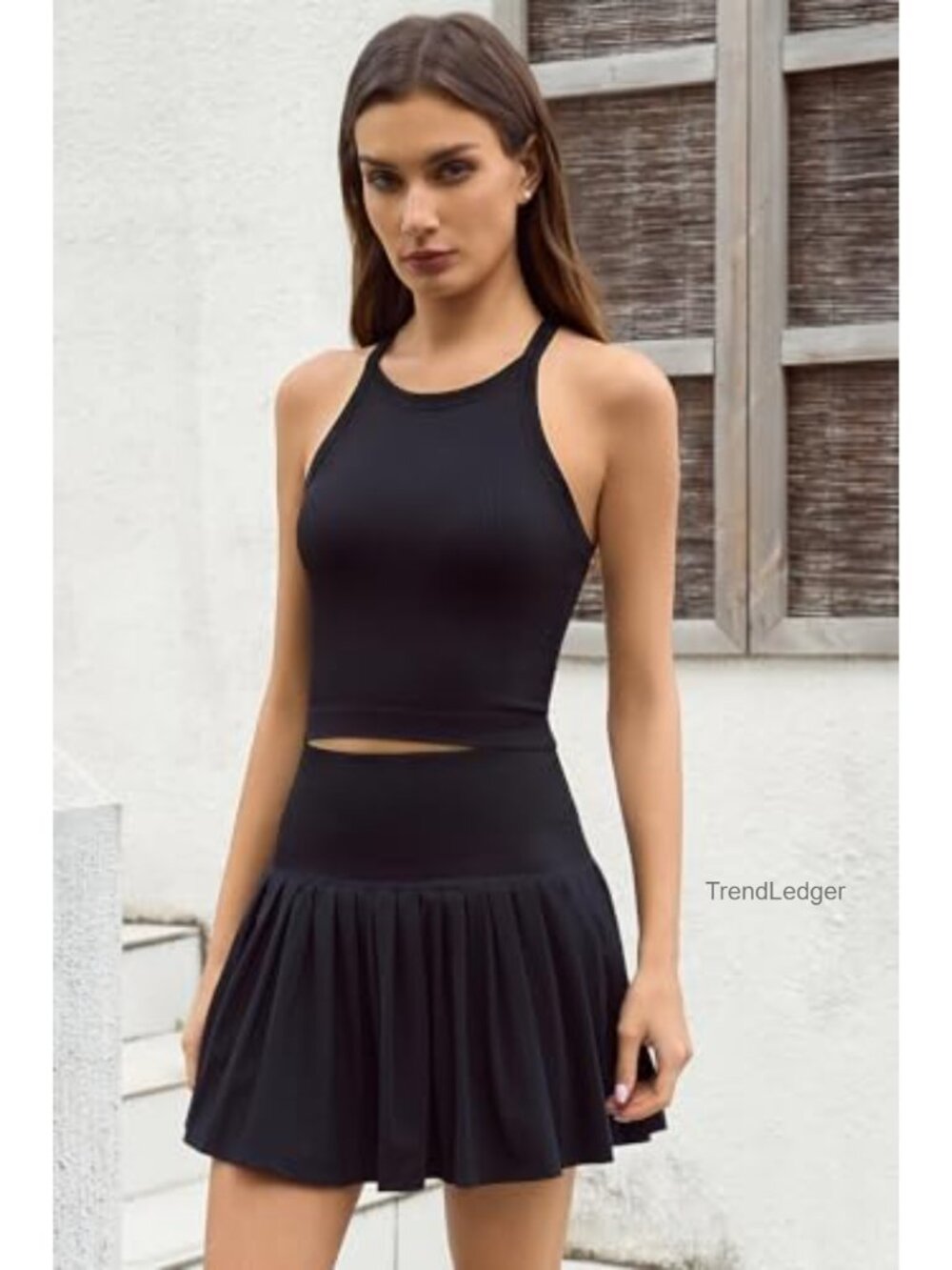 Women's Tennis Skirt Set with Built-in Shorts and Padded Tank Top - Picture 2 of 6